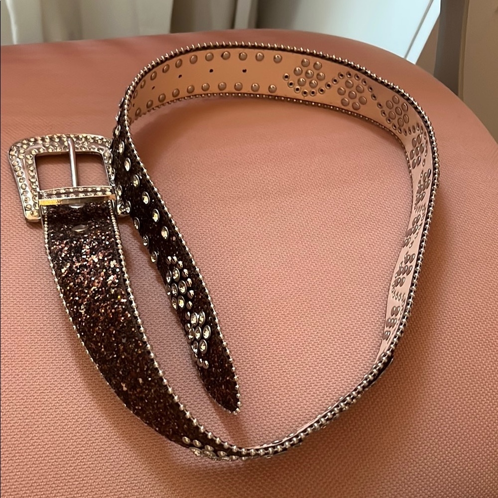 Brown Badazzled Belt with Studded Details